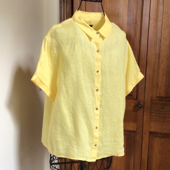 Tahari short sleeve linen shirt, medium, NEW - Picture 2 of 6
